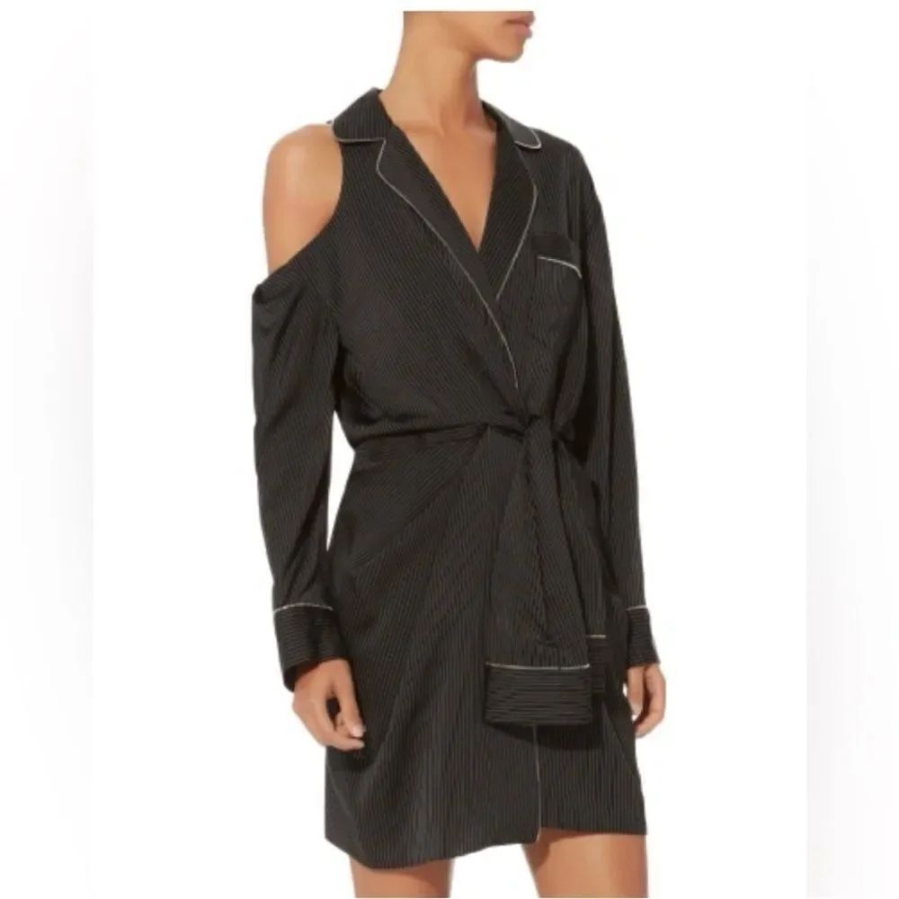 NWT Alexander Wang Black striped Silk Dress, US0